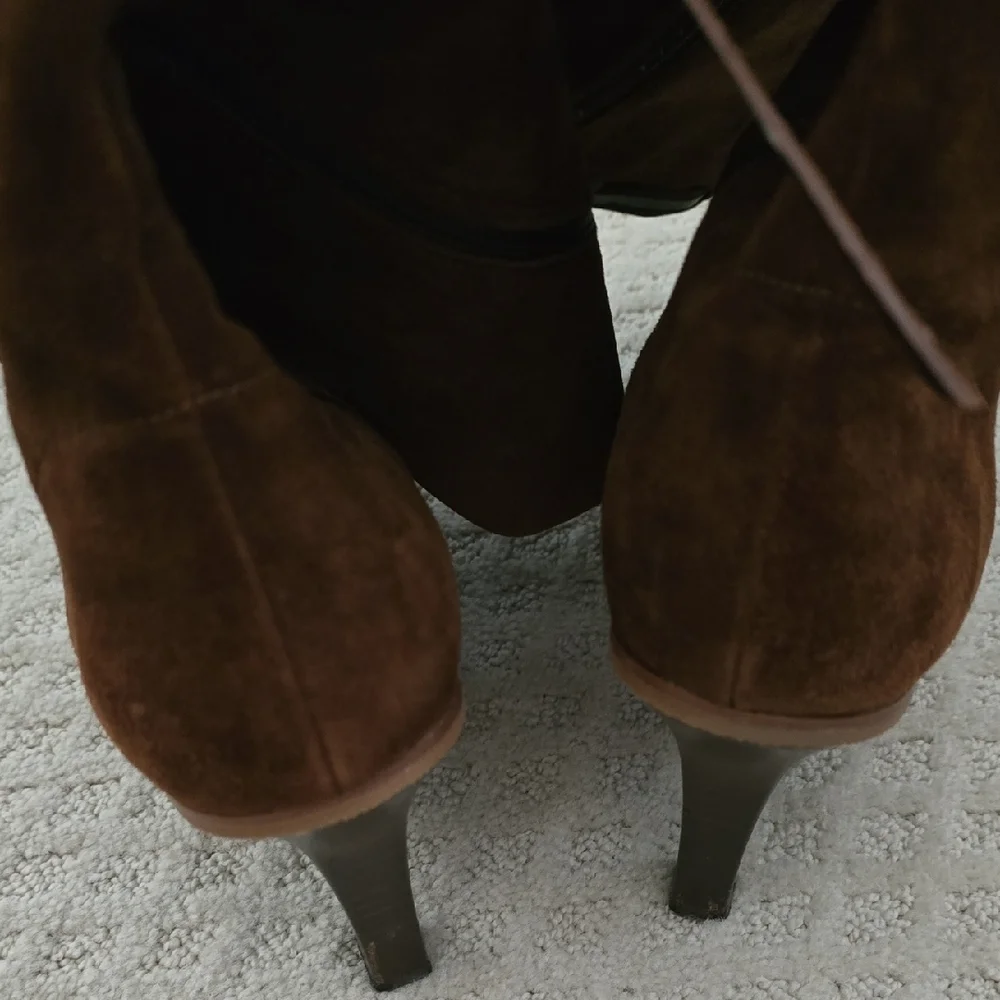Coach Brown Heeled Boots with Suede Finish - Picture 6 of 8